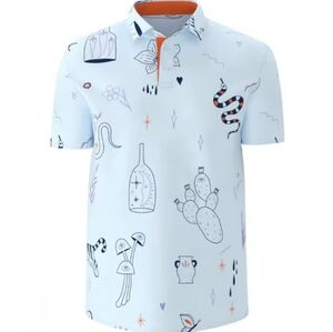 Swannies Mens Golf Polo Large Doodle Print